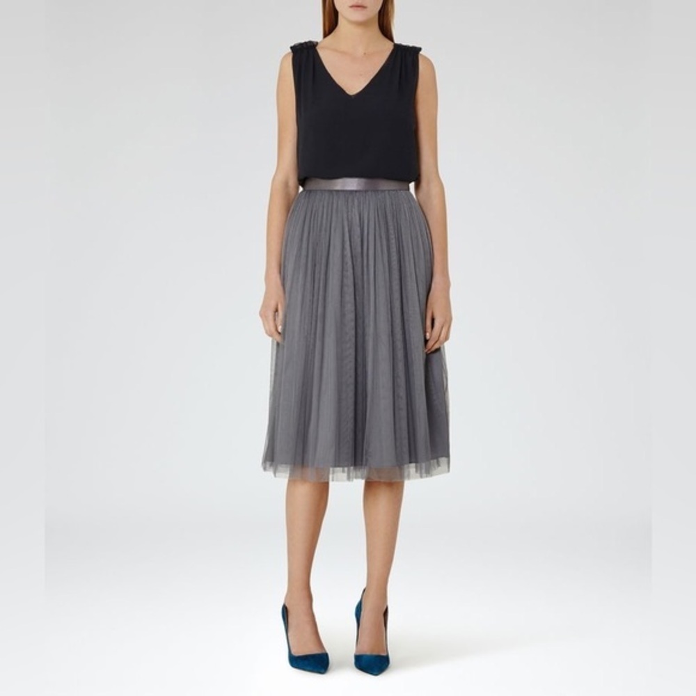 Reiss Crystal Pleated Tulle Midi Skirt size